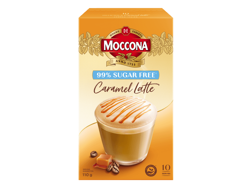 Moccona Caramel Latte Sugar Free 10pk 4058414 3DF PDP JDE Professional