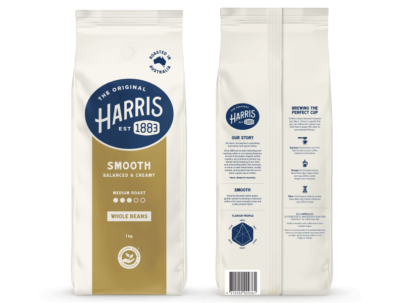Harris Smooth Beans 1kg Front and Back