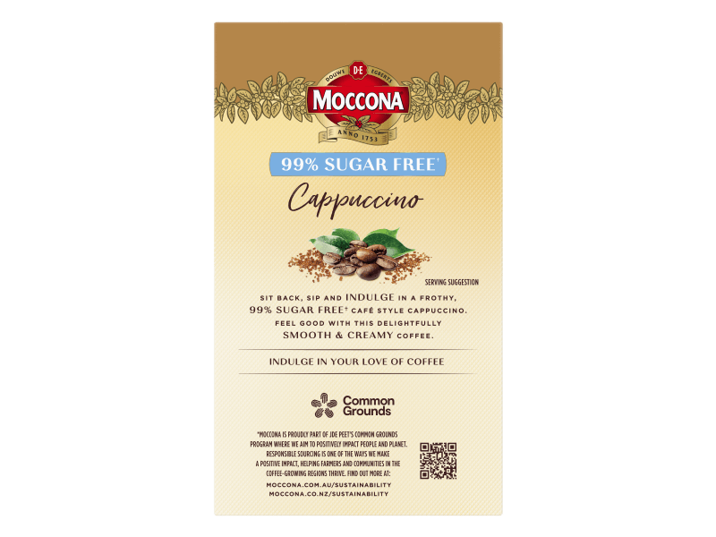 Moccona Cappuccino Sugar Free 10pk 4058413 BOP PDP JDE Professional