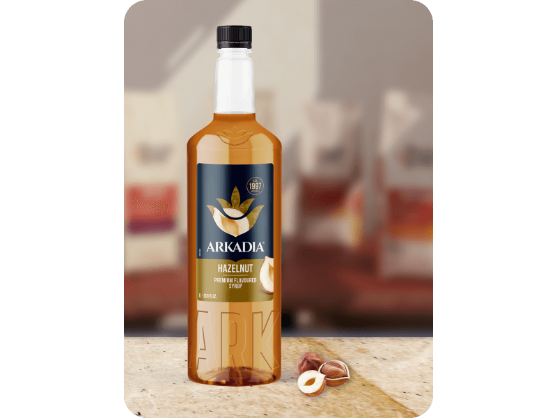 Arkadia Premium Syrup Hazelnut 1x1000ml 4008433 Background JDE Professional