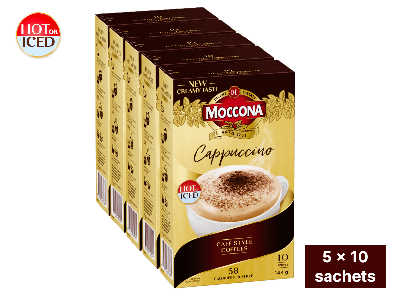 Moccona Creamy Cappuccino 5x10pk 4008446 PDP