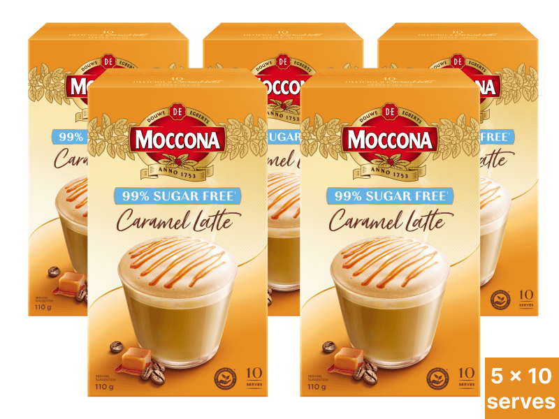 Moccona Caramel Latte Sugar Free 10pk 4058414 5xPC PDP JDE Professional