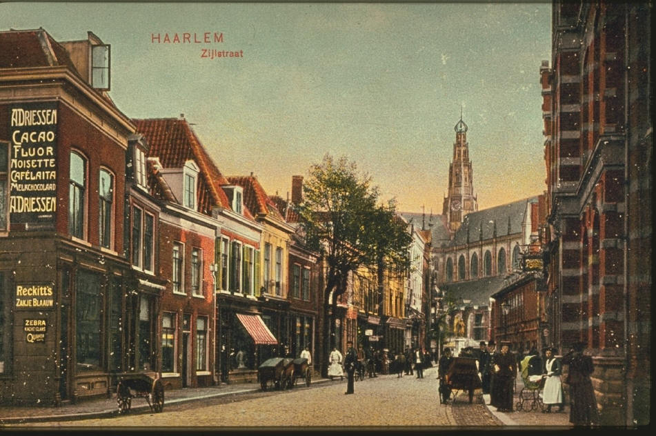 Vintage street scene in Haarlem’s Zijlstraat