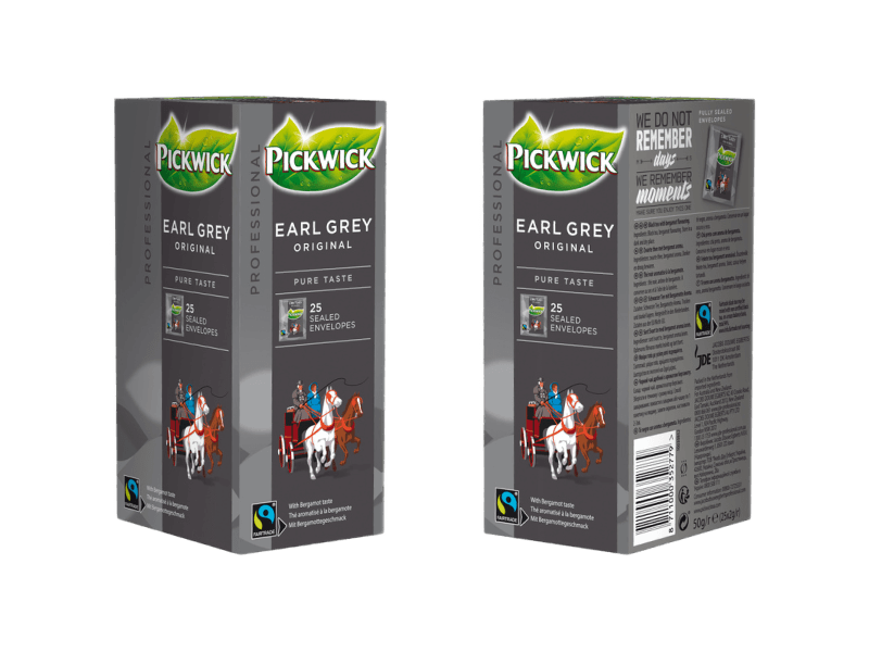 Pickwick Earl Grey Original Fairtrade Tea Envelopes 3x25x2g 4016819 2x3D PDP