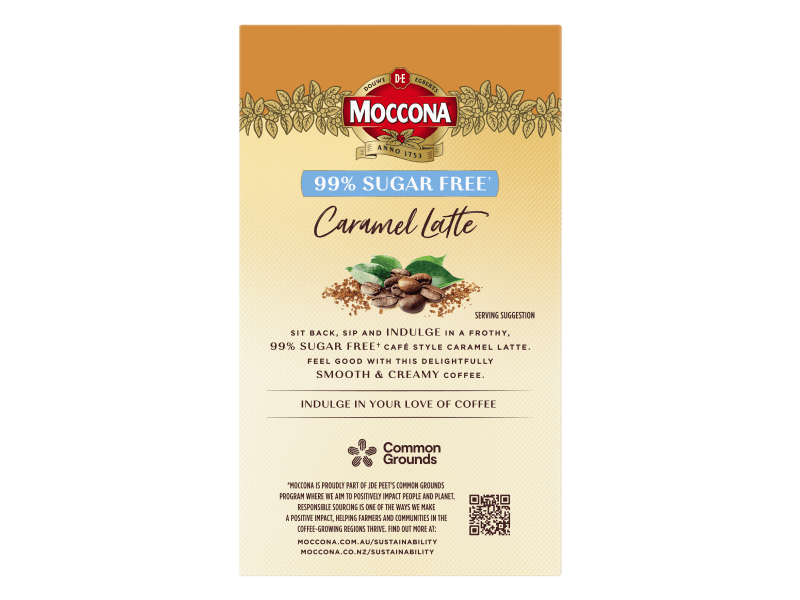 Moccona Caramel Latte Sugar Free 10pk 4058414 BOP PDP JDE Professional